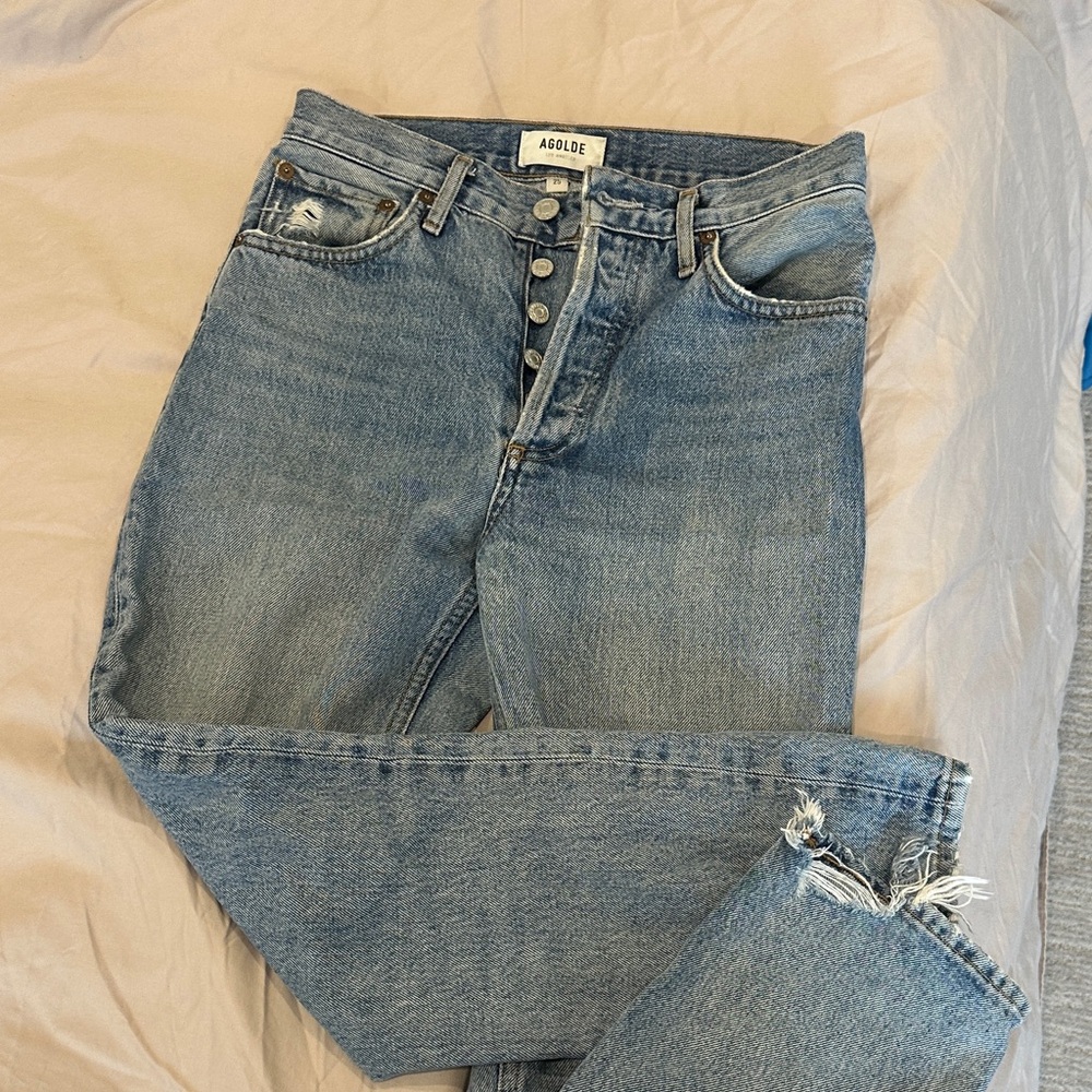 Agolde High Rise cropped Blue Jeans ‘Riley’